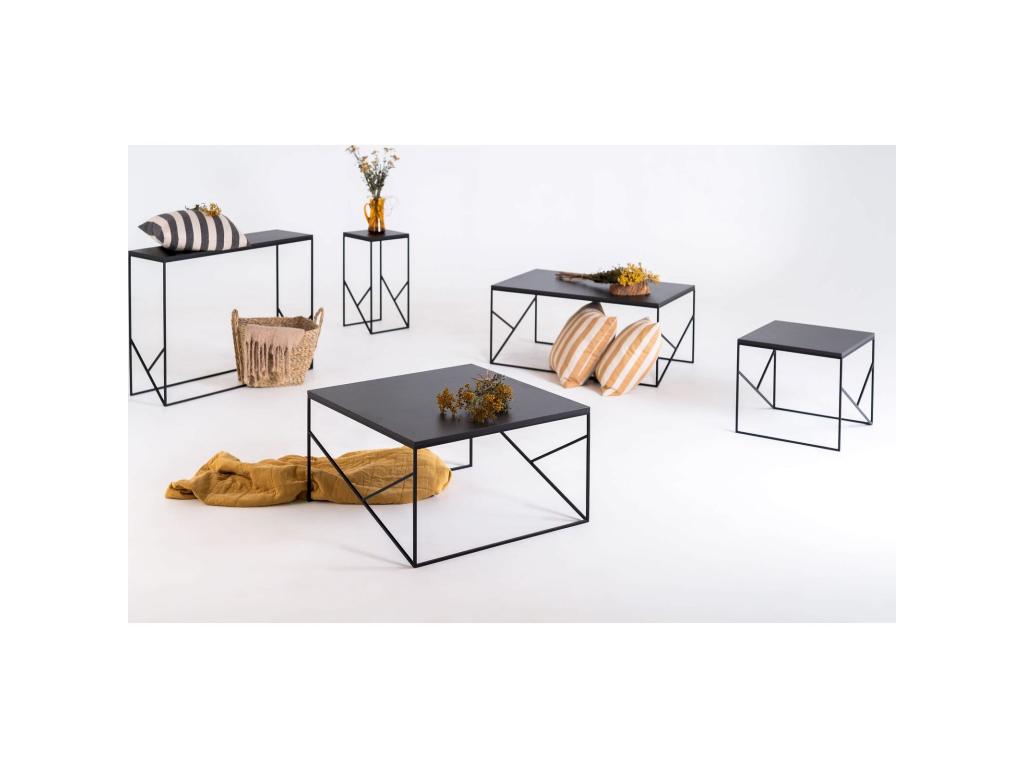 Tavolino da caffè nero, 80 x 80 x 45 cm