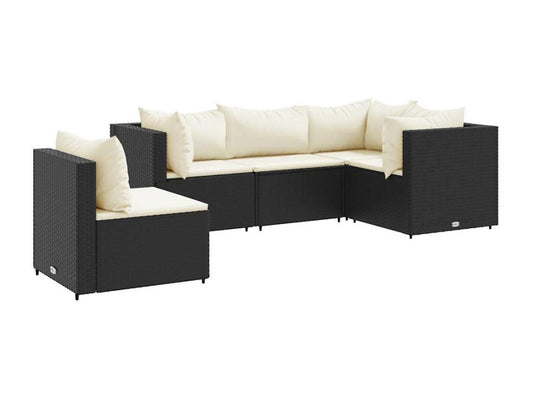 Set di mobili da esterno in vimini intrecciato in resina nera - dlz1766584022284