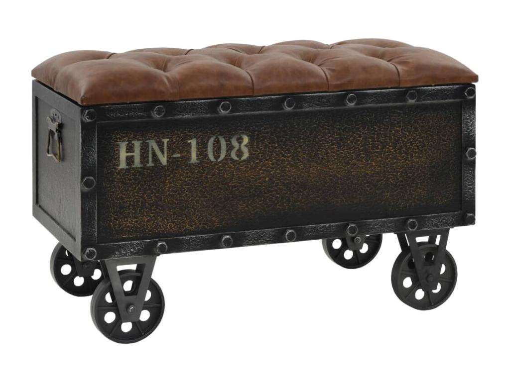 Panca in similpelle marrone, 80,5 x 41 x 50 cm