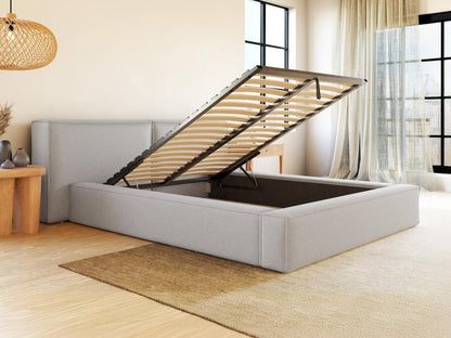 Letto in tessuto grigio, 140 x 190 cm