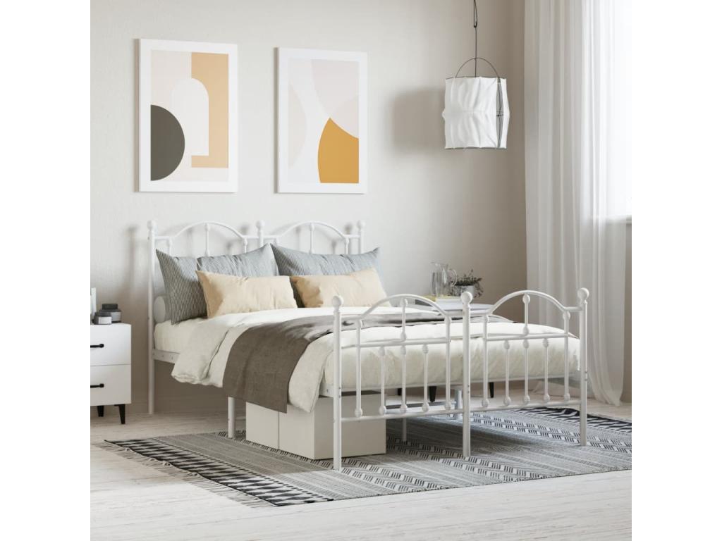 Struttura letto in metallo bianco, 120 x 190 cm - dlz1766583557829