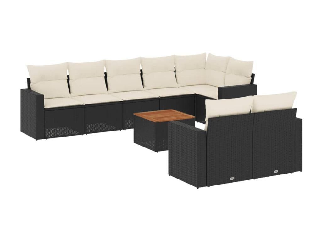 Set di mobili da esterno in vimini intrecciato in resina nera - dlz1766583561729