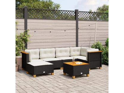 Set di mobili da esterno in vimini intrecciato in resina nera - dlz1766583083866