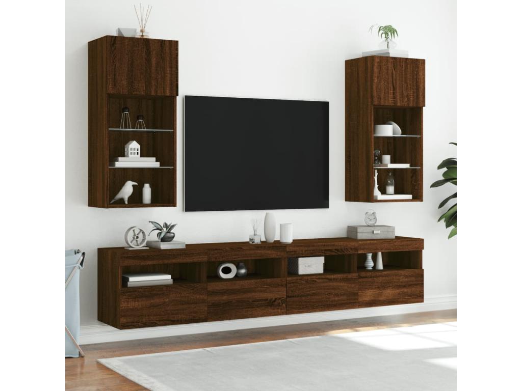 Mobile TV in legno di rovere marrone, 40,5 x 30 x 90 cm