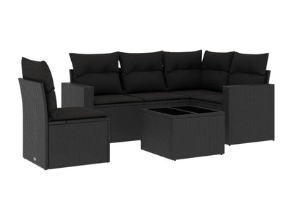 Set di mobili da esterno in vimini intrecciato in resina nera - dlz1766583062898