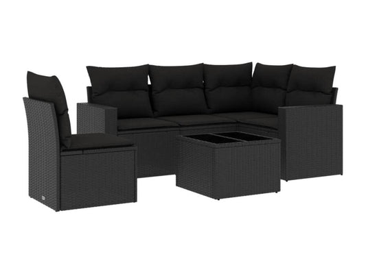 Set di mobili da esterno in vimini intrecciato in resina nera - dlz1766583062898