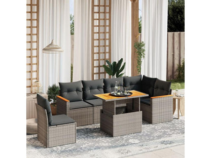 Set di mobili da esterno in vimini intrecciato in resina grigia