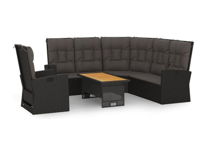 Set di mobili da esterno in vimini intrecciato in resina nera - dlz1766584004940