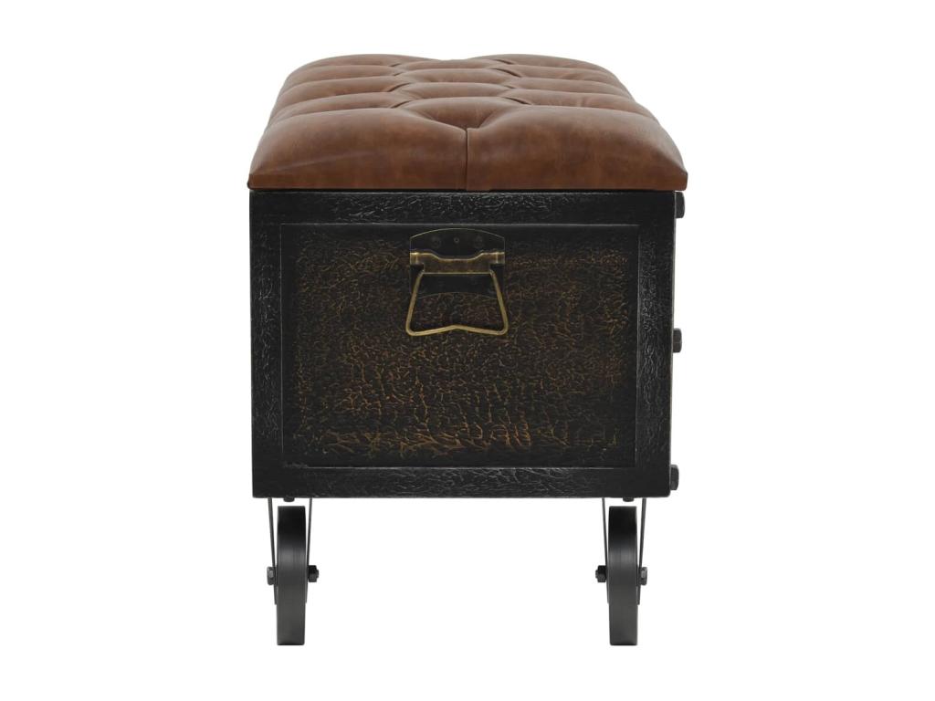 Panca in similpelle marrone, 80,5 x 41 x 50 cm