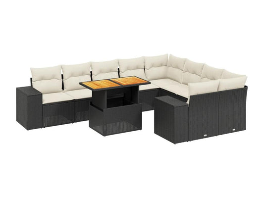 Set di mobili da esterno in vimini intrecciato in resina nera - dlz1766583441414