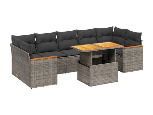 Set di mobili da esterno in vimini intrecciato in resina grigia - dlz1766583419667