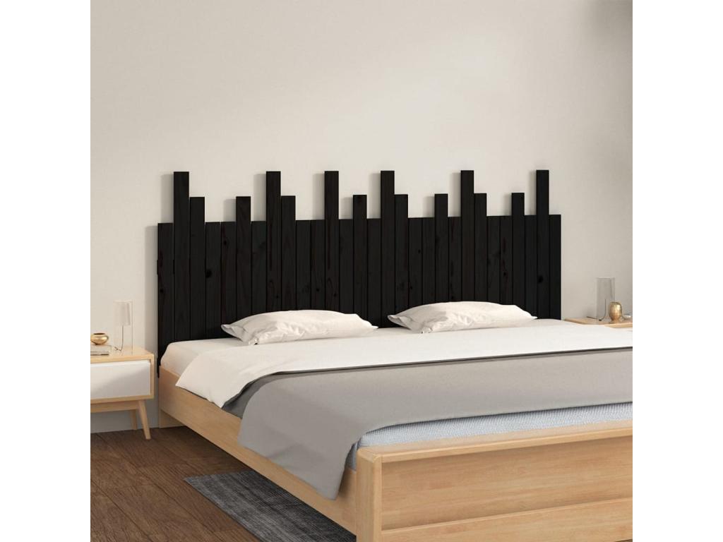 Letto in legno massello nero, 185 x 3 x 80 cm