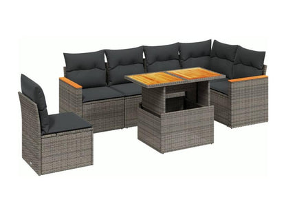 Set di mobili da esterno in vimini intrecciato in resina grigia