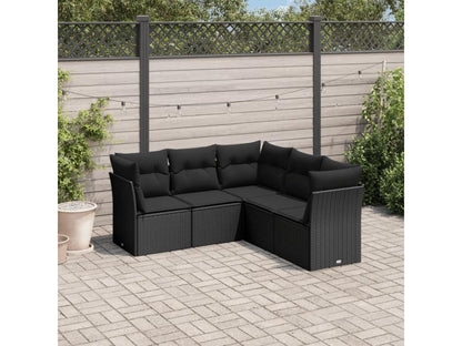 Set di mobili da esterno in vimini intrecciato in resina nera - dlz1766583790451