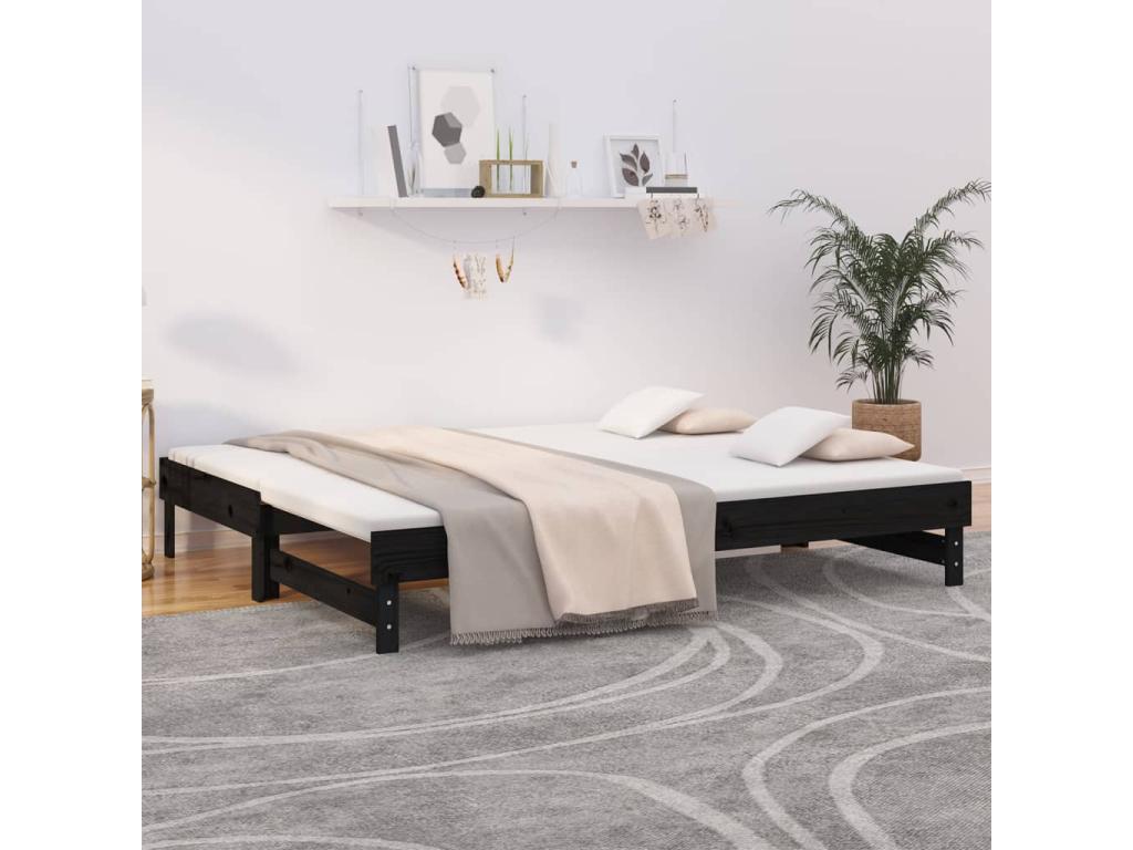 Letto in legno di pino nero, 2 x 100 x 200 cm