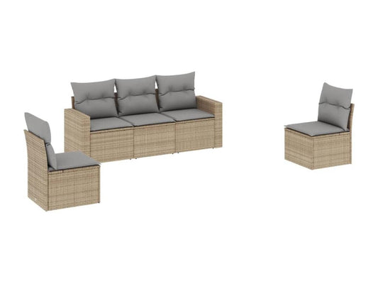 Set di mobili da esterno in vimini intrecciato in resina beige - dlz1766583817208