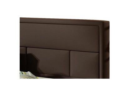 Letto in pelle marrone, 200 x 200 cm