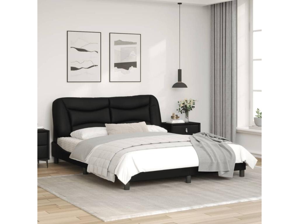 Struttura letto in similpelle nera, 160 x 200 cm
