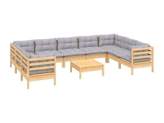 Set di mobili da esterno in legno di pino grigio - dlz1766583393131