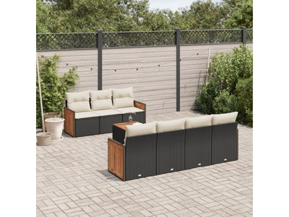 Set di mobili da esterno in vimini intrecciato in resina nera - dlz1766583433934