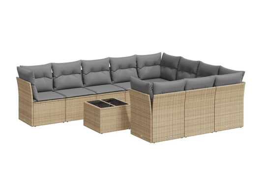 Set di mobili da esterno in vimini intrecciato in resina beige - dlz1766583565128