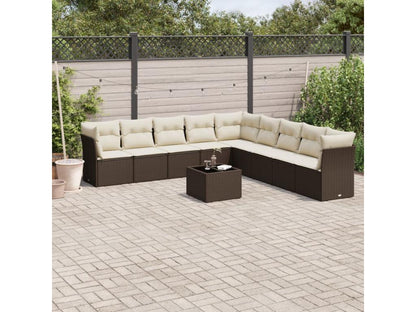 Set di mobili da esterno in vimini intrecciato in resina marrone