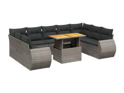 Set di mobili da esterno in vimini intrecciato in resina grigia - dlz1766583194050