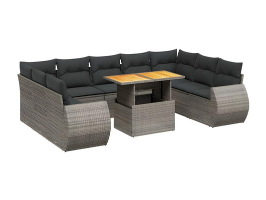 Set di mobili da esterno in vimini intrecciato in resina grigia - dlz1766583194050