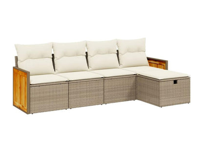 Set di mobili da esterno in vimini intrecciato in resina beige - dlz1766583366266