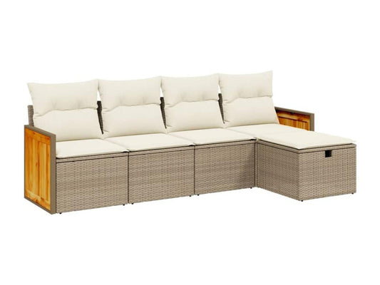 Set di mobili da esterno in vimini intrecciato in resina beige - dlz1766583366266