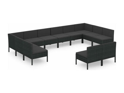 Set di mobili da esterno neri, 57 x 69 x 69 cm