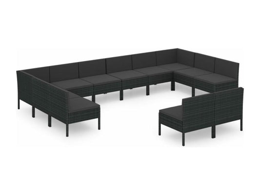 Set di mobili da esterno neri, 57 x 69 x 69 cm