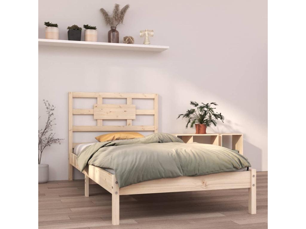 Letto in legno massello marrone, 90 x 190 cm