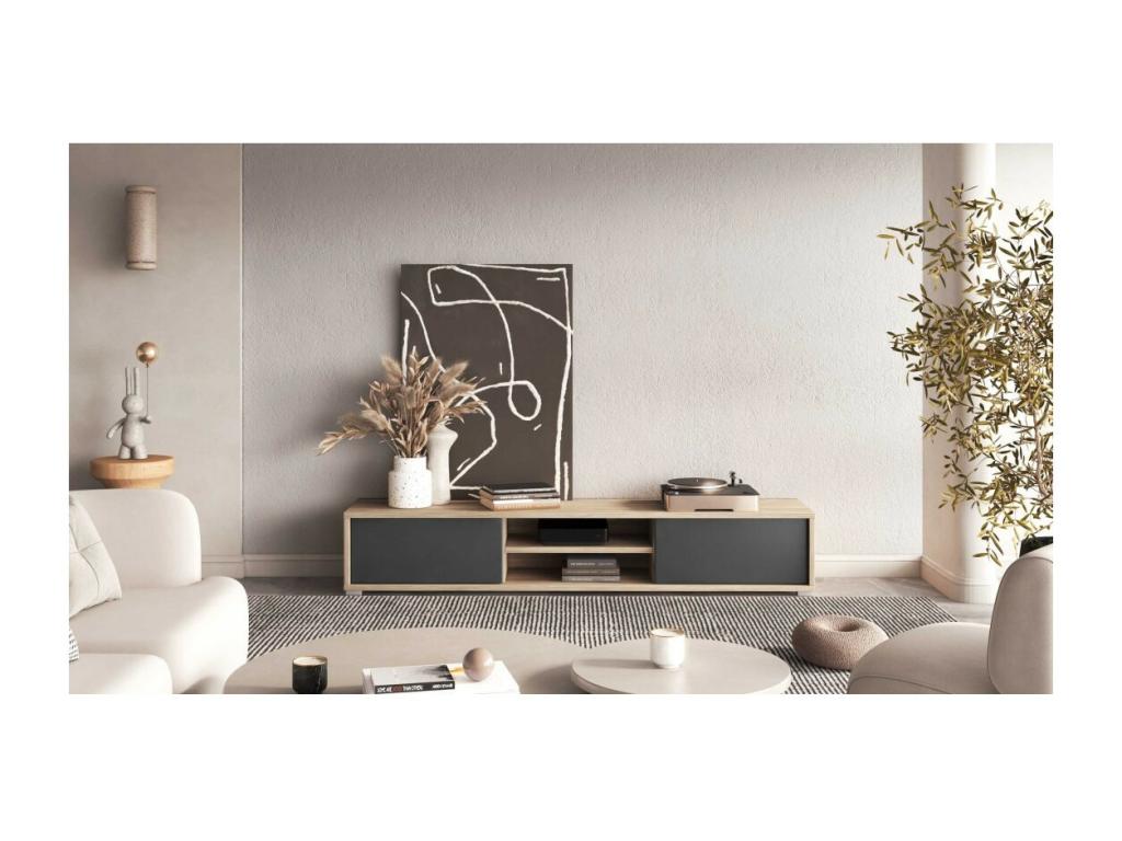 Mobile TV in legno di quercia marrone