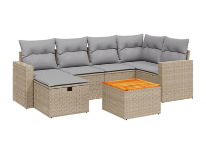 Set di mobili da esterno in vimini intrecciato in resina beige - dlz1766583069131