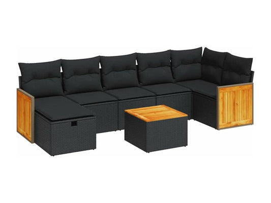 Set di mobili da esterno in vimini intrecciato in resina nera - dlz1766583327888