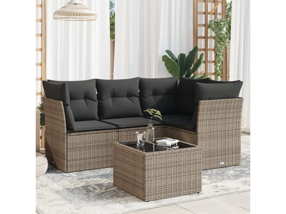 Set di mobili da esterno in vimini intrecciato in resina grigia - dlz1766583453124