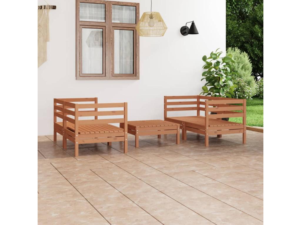 Set di mobili da esterno in legno di pino marrone