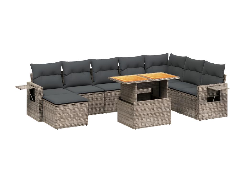 Set di mobili da esterno in vimini intrecciato in resina grigia - dlz1766583961307