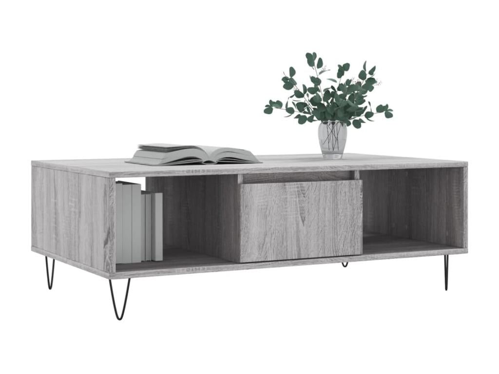 Tavolino da caffè in legno ingegnerizzato grigio, 104 x 60 x 35 cm