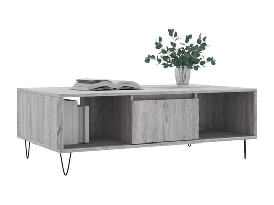 Tavolino da caffè in legno ingegnerizzato grigio, 104 x 60 x 35 cm