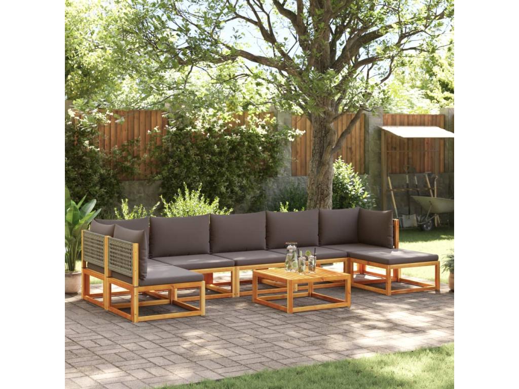 Set di mobili da esterno in legno massello marrone