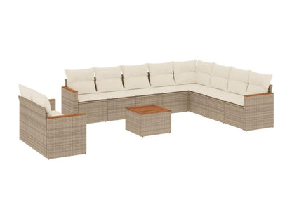 Set di mobili da esterno in vimini intrecciato in resina beige - dlz1766583547385
